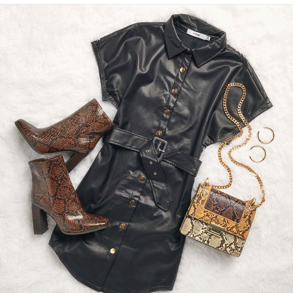Heeled snakeskin booties